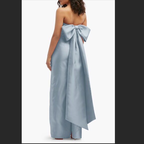Alfred Sung Women's Strapless Column Dress with Oversized Bow - Mist - Size 0 - Picture 2 of 3